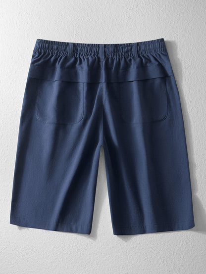 Linen Cotton Blend Drawstring Shorts