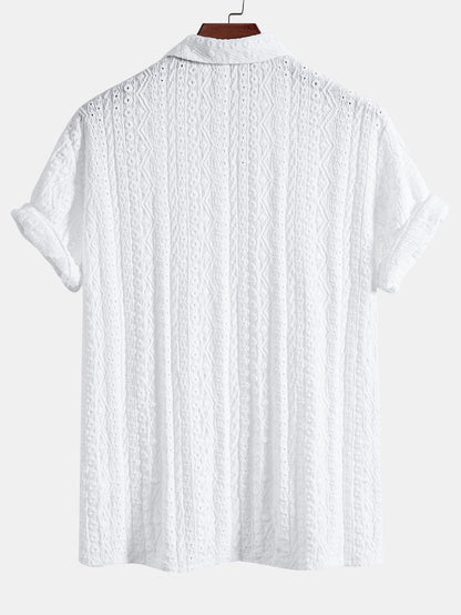 Geometric Jacquard Textured Cuban Shirt