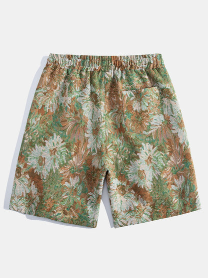 Painted Floral Jacquard Shorts