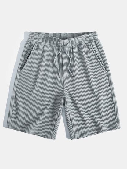 3 Pieces Drawstring Knitted Waffle Shorts