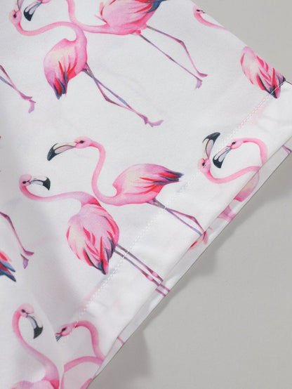 Flamingo Print Button Up Shirt