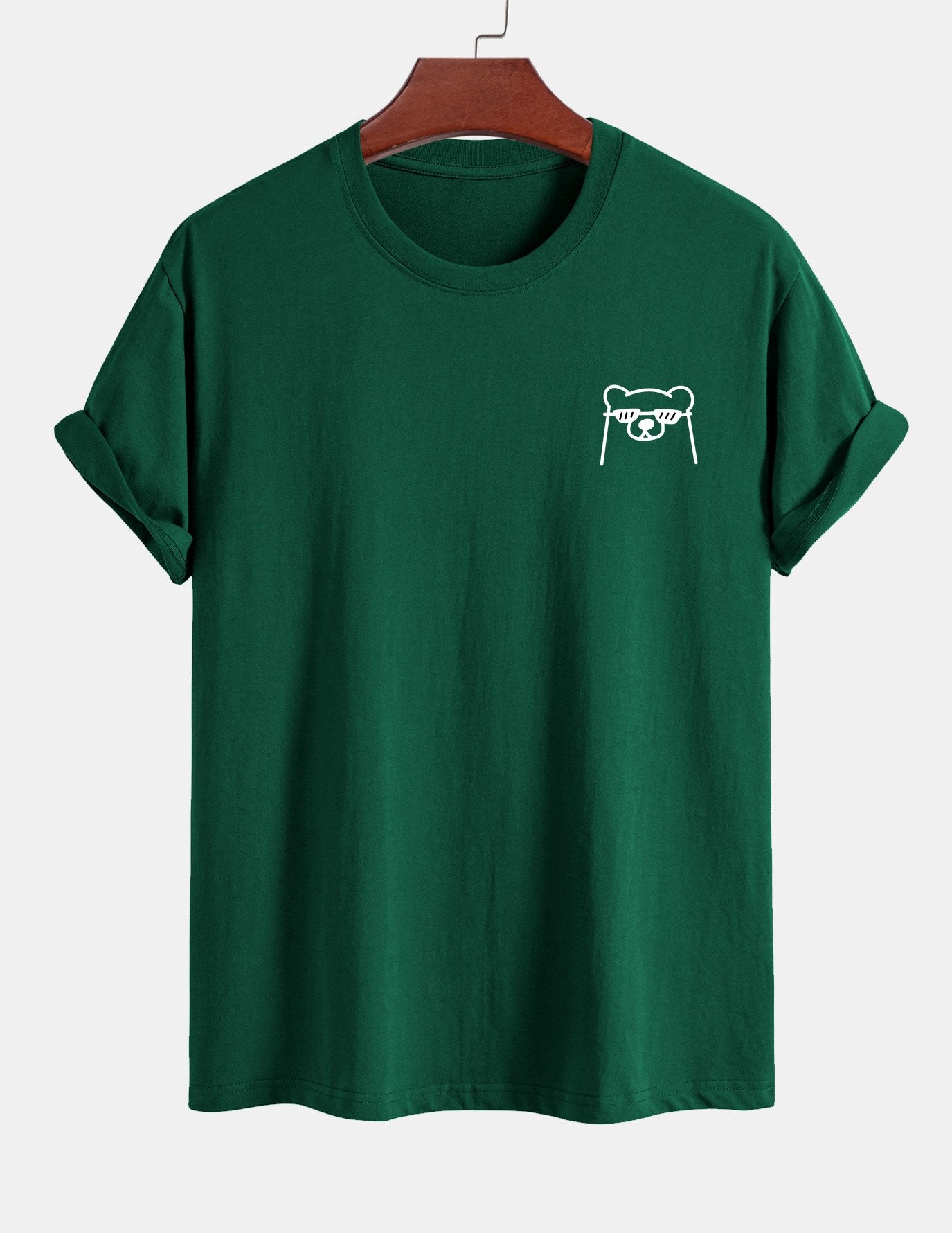 Regular Fit Bear With Sunglasses Print Cotton T-Shirt