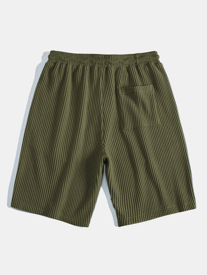 3 Pieces Drawstring Knitted Waffle Shorts