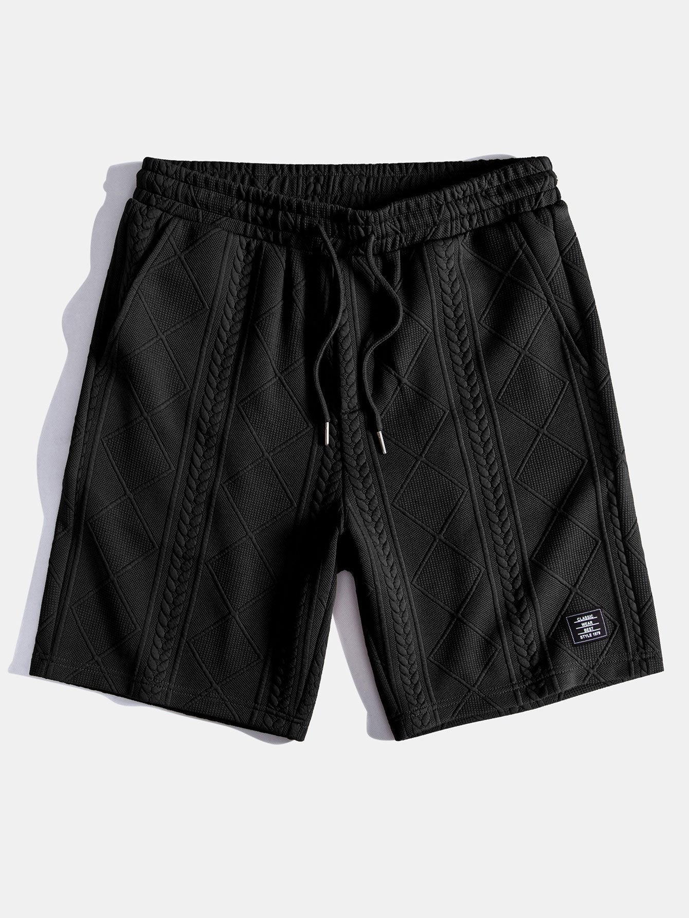 3 Pieces Geometric Jacquard Drawstring Shorts