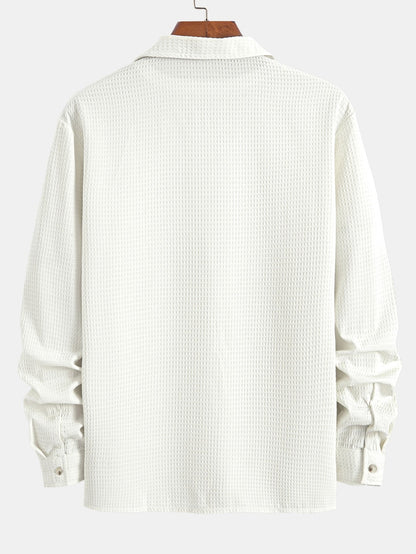 Long Sleeve Waffle Cuban Collar Shirt