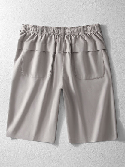 Linen Cotton Blend Drawstring Shorts