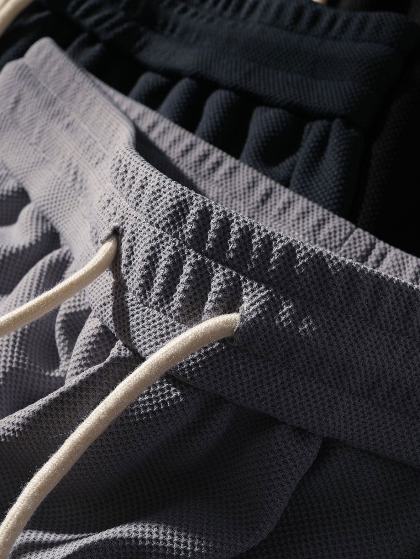 Loose Fit Drawstring Waffle Shorts