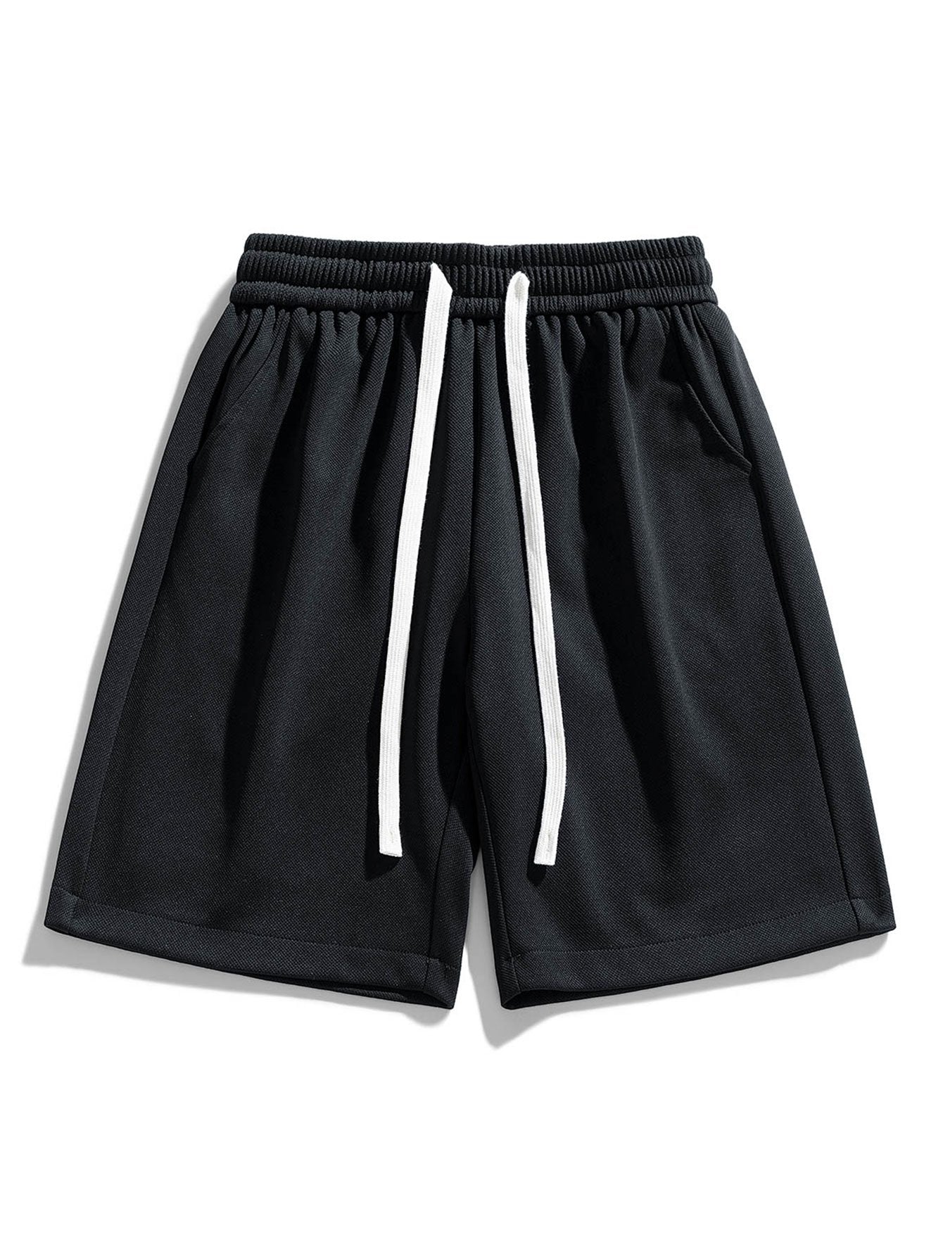 Basic Textured Drawstring Shorts