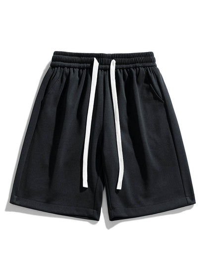 Basic Textured Drawstring Shorts