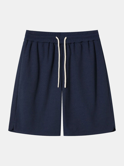 Loose Fit Drawstring Waffle Shorts