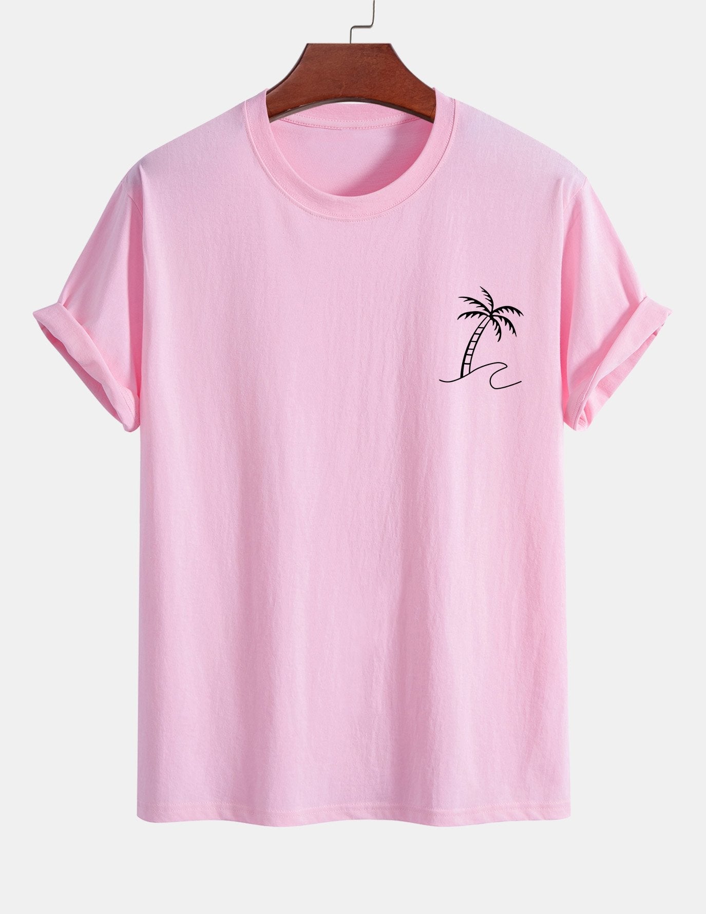 Regular Fit Palm Tree Print Cotton T-Shirt