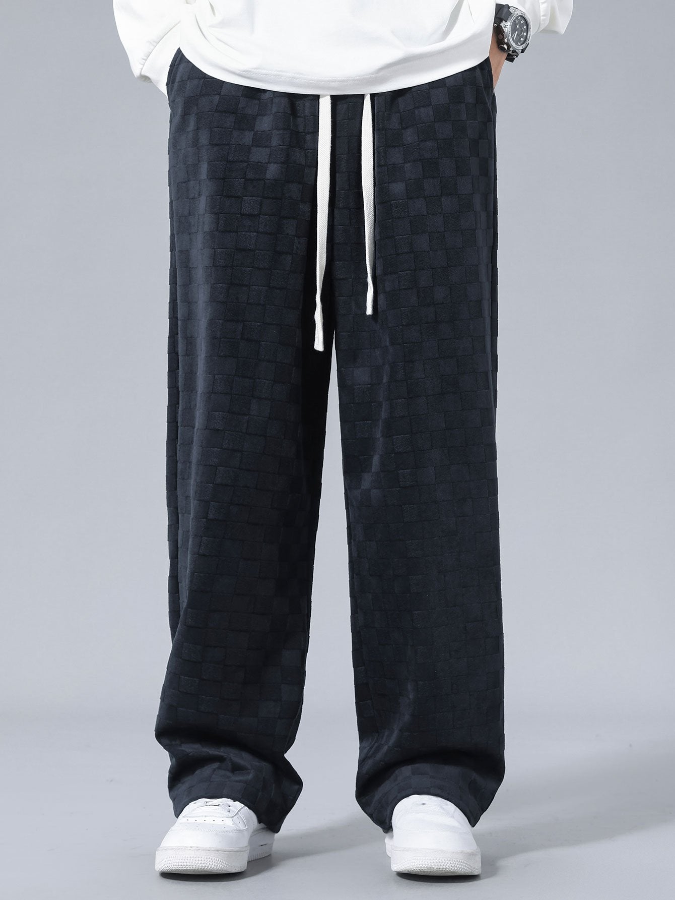 Checkerboard Straight Leg Pants