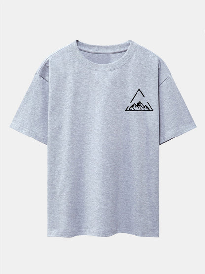 Triangle Mountain Print Drop Shoulder Oversize T-Shirt