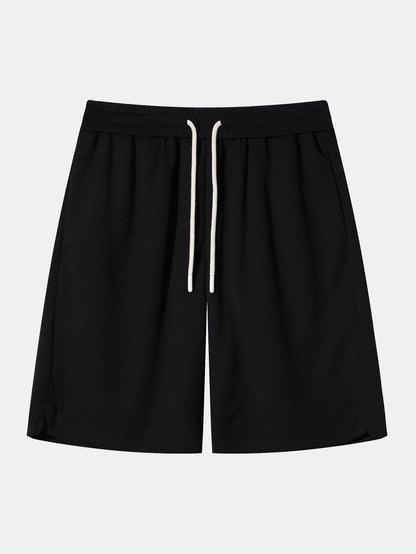 Loose Fit Drawstring Waffle Shorts