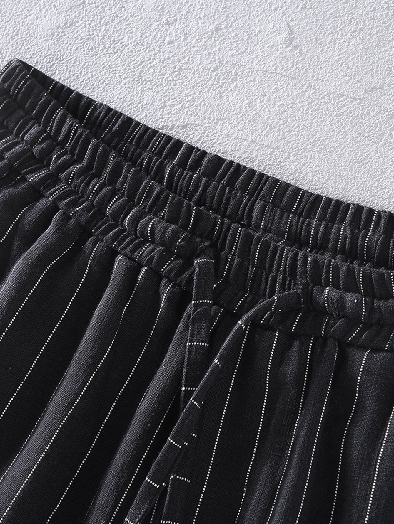 Linen Cotton Blend  Striped Shorts