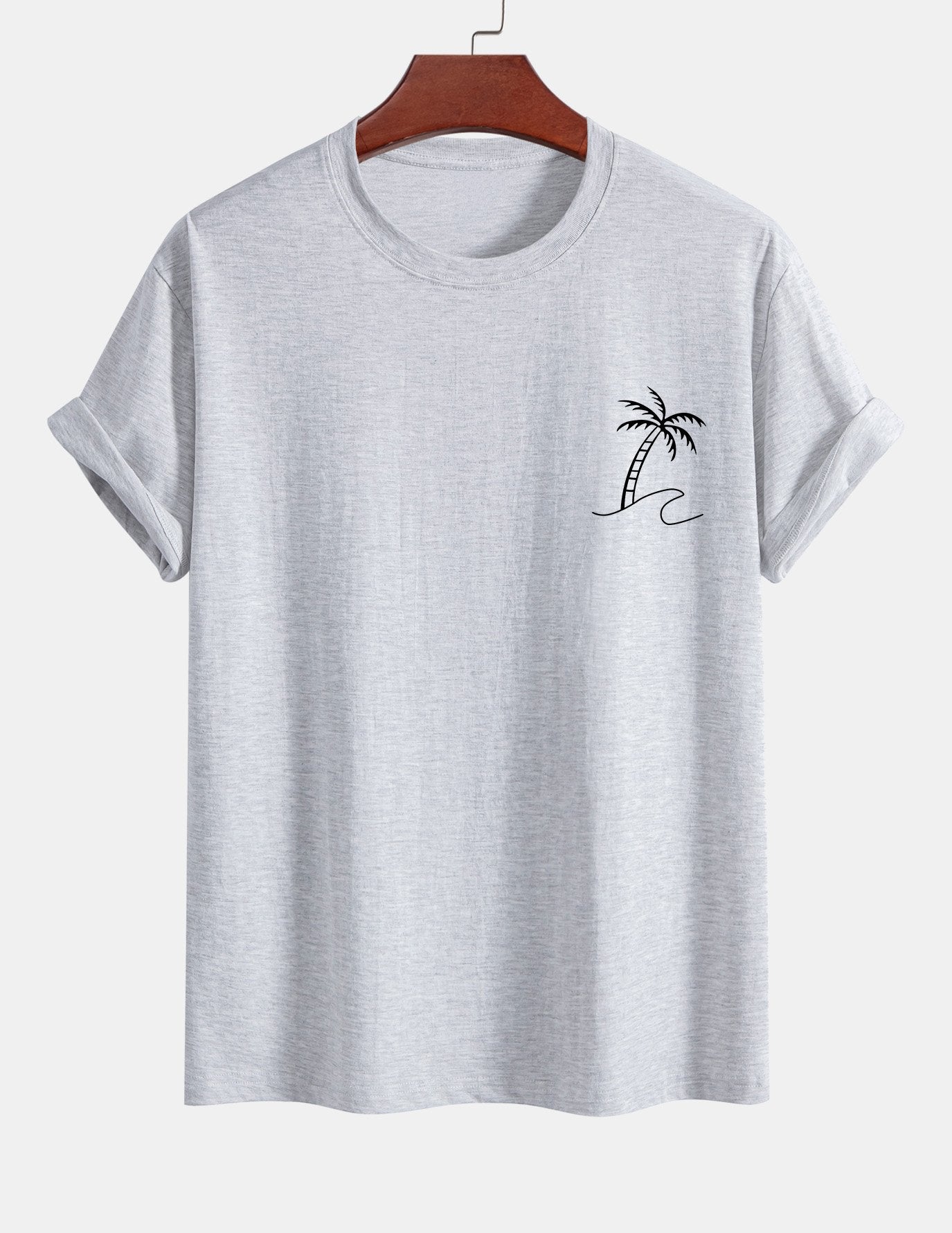 Regular Fit Palm Tree Print Cotton T-Shirt