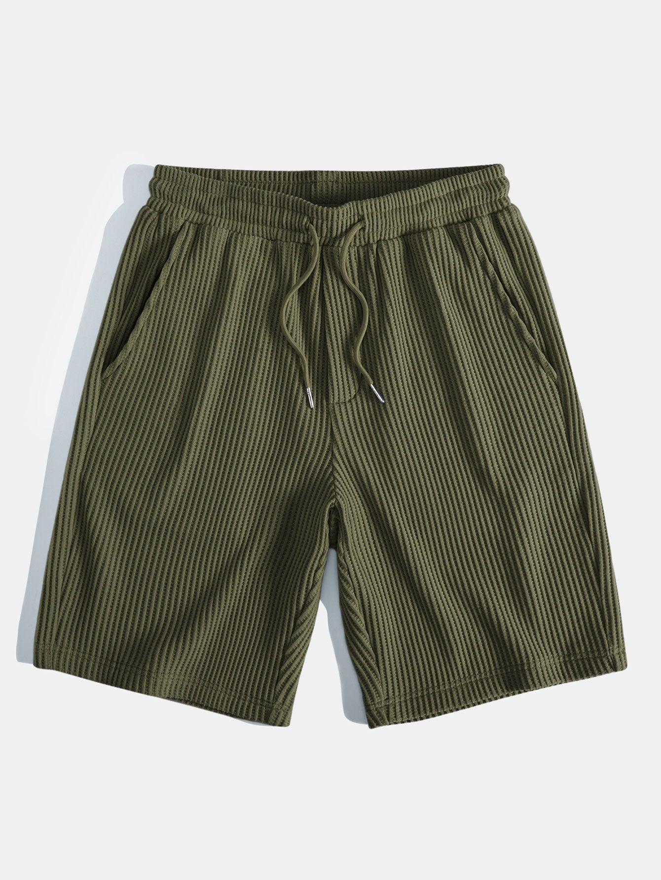 3 Pieces Drawstring Knitted Waffle Shorts