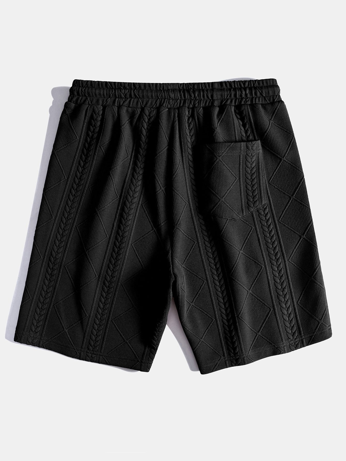 3 Pieces Geometric Jacquard Drawstring Shorts