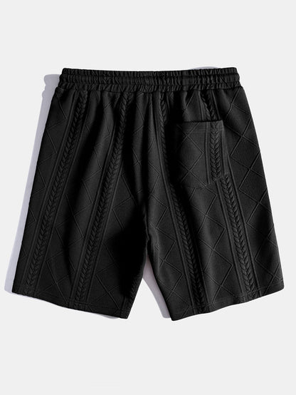 3 Pieces Geometric Jacquard Drawstring Shorts