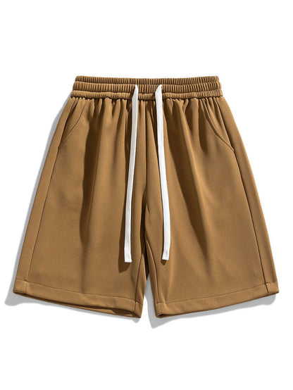 Basic Textured Drawstring Shorts