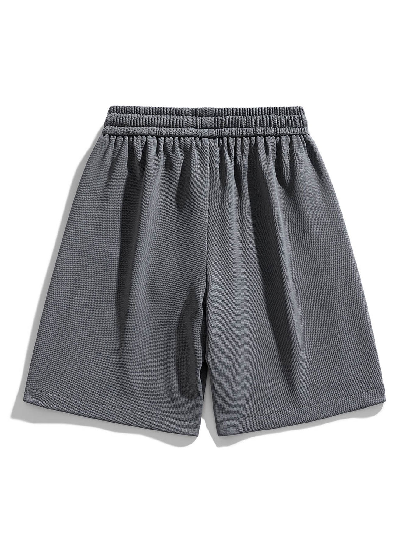 Basic Textured Drawstring Shorts