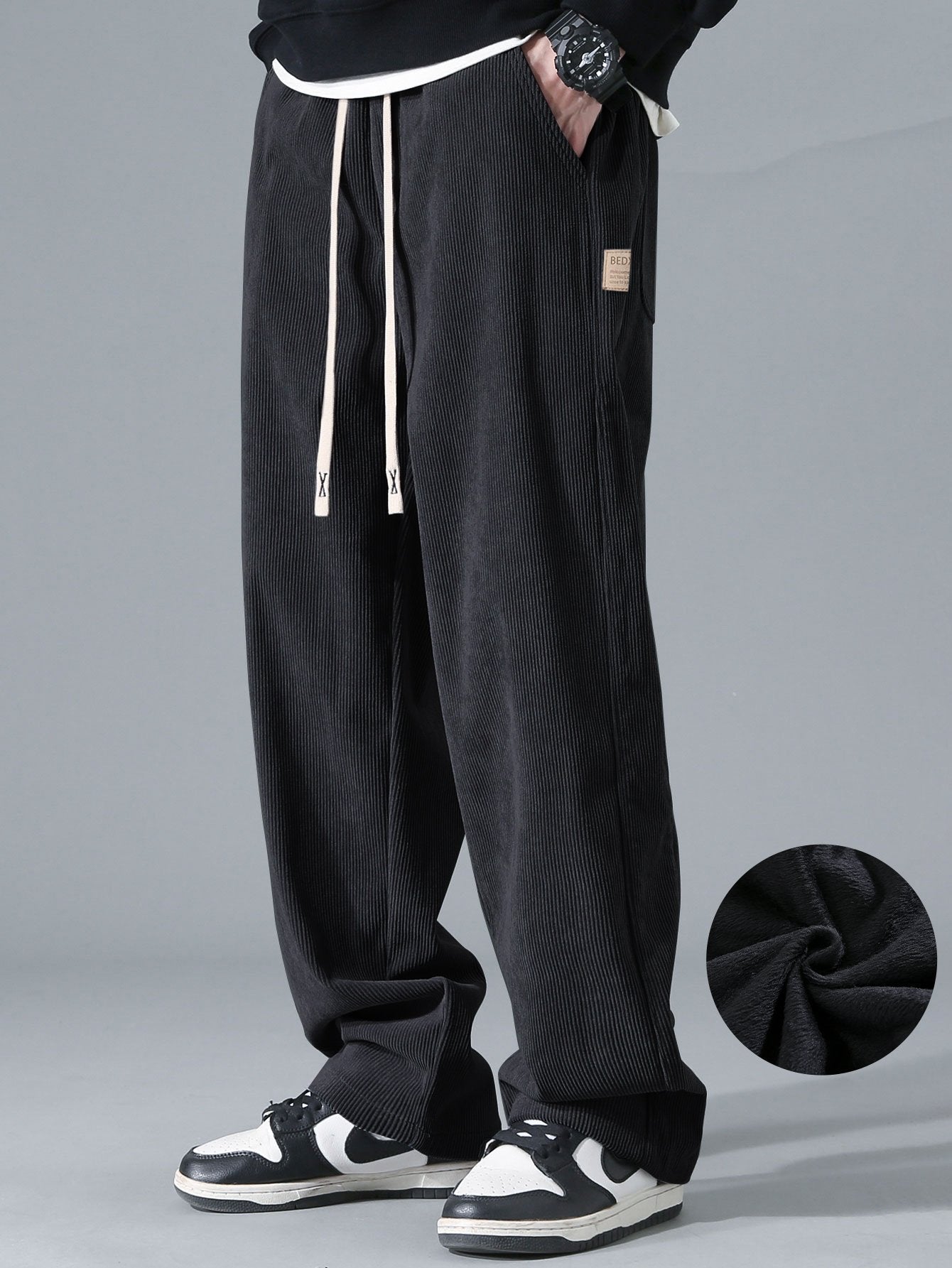 Polar Fleece Lined Straight Leg Corduroy Pants