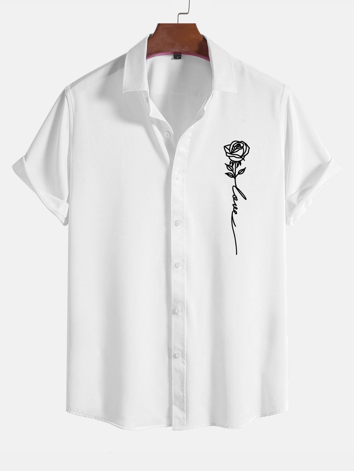 قميص مزخرف بنقشة الورد مع أزرار