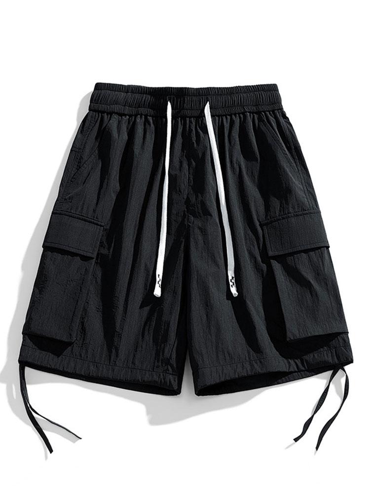 Drawstring Hem Cargo Shorts