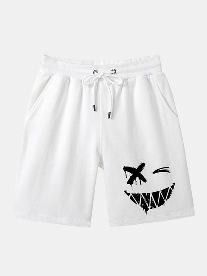 Dissolved Smiley Face Print Man Mid Length Shorts