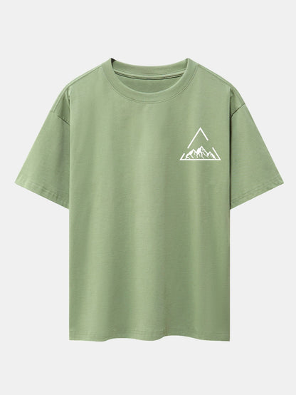 Triangle Mountain Print Drop Shoulder Oversize T-Shirt