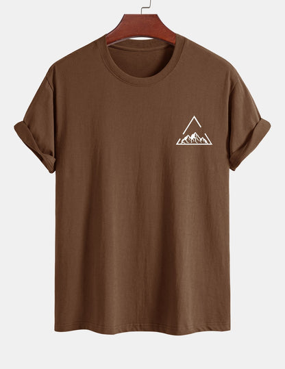 Regular Fit Mountain Print Cotton T-Shirt