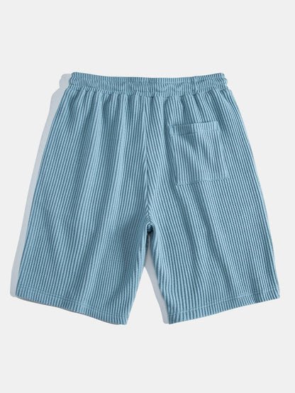 3 Pieces Drawstring Knitted Waffle Shorts