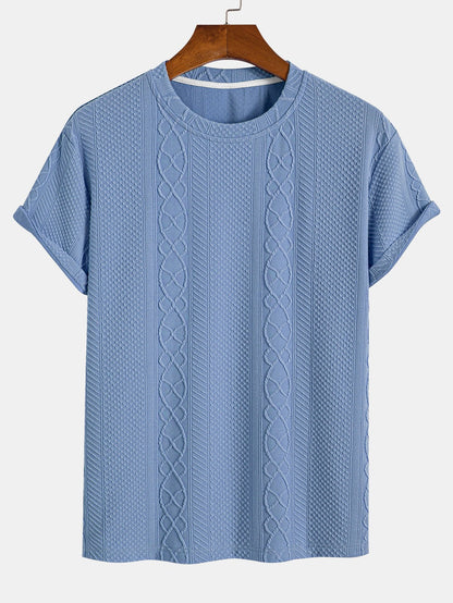 تي شيرت جاكار هندسي بتصميم ملائم للجسم