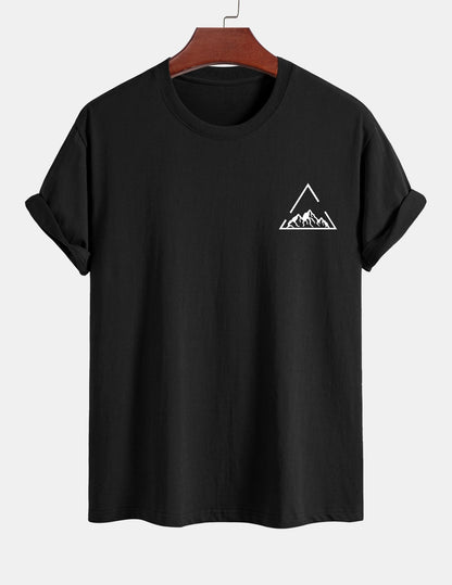 Regular Fit Mountain Print Cotton T-Shirt