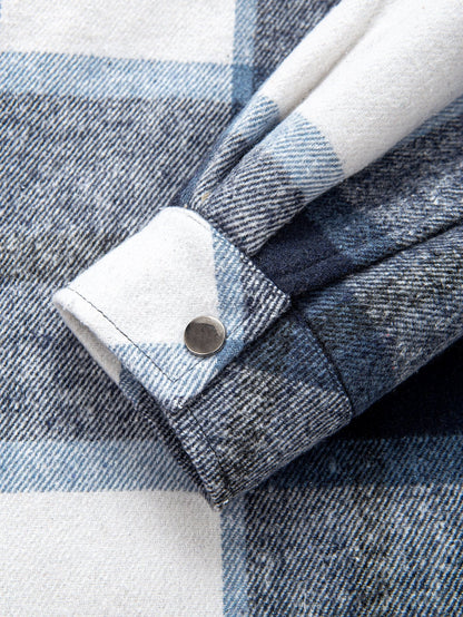 Teddy Lined Flannel Plaid Hooded Shirt