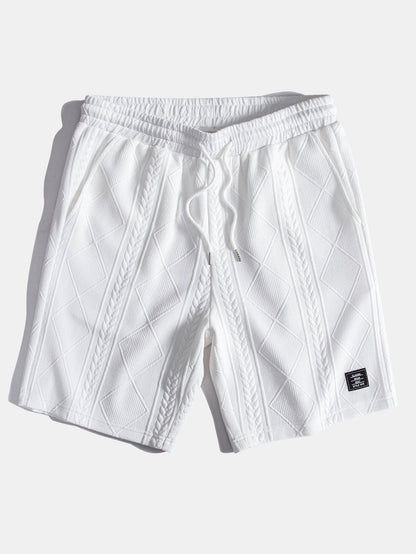 Geometric Jacquard Drawstring Shorts