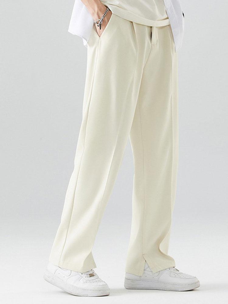 Slit Hem Pleated Trousers