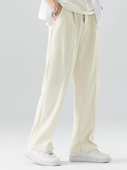 Slit Hem Pleated Trousers